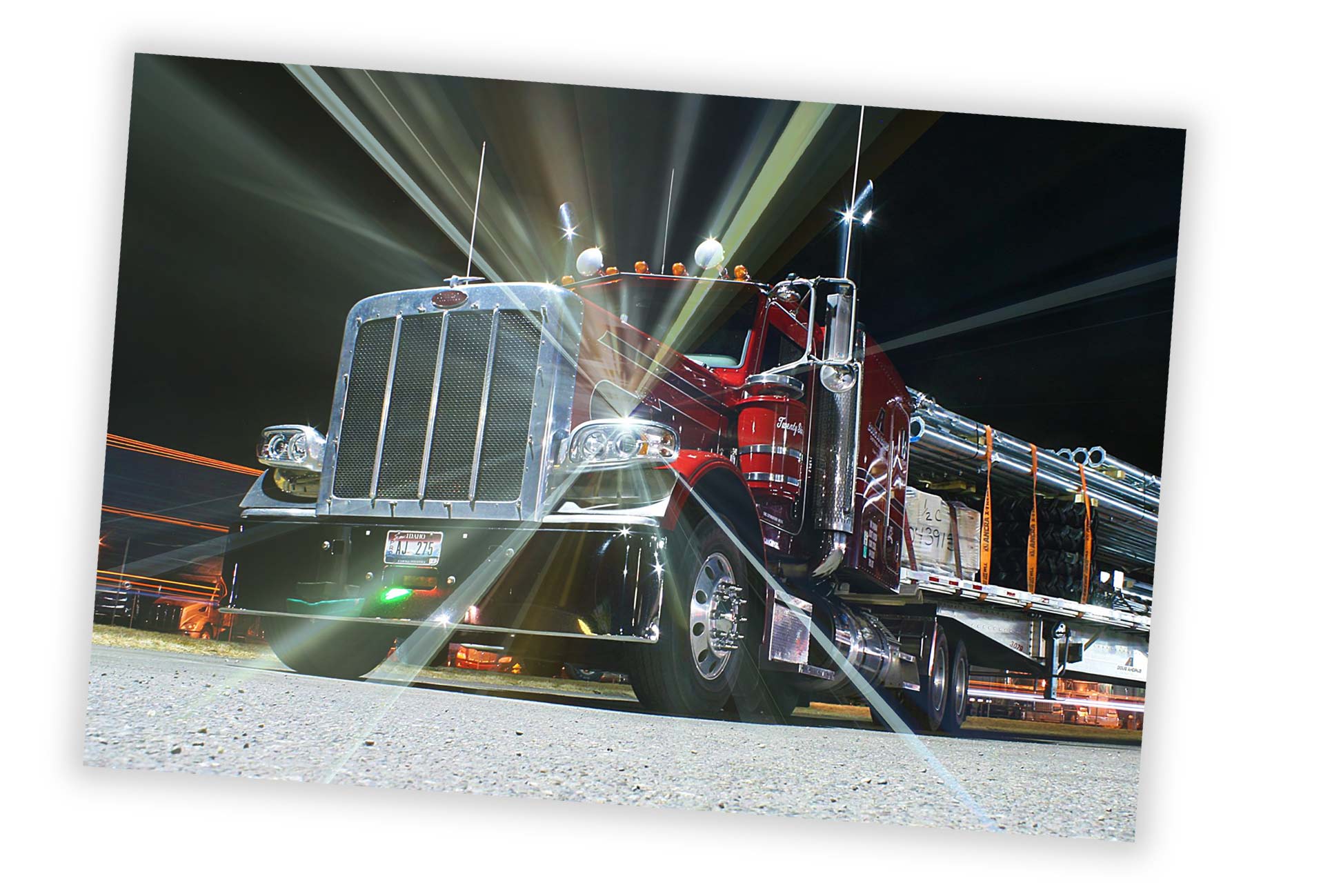red 18-wheeler promotional picture
